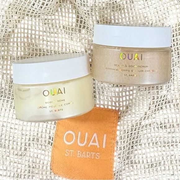 OUAI St. Barts Travel Set!✨ Body Scrub + Body Créme + Pouch - New! - Picture 1 of 2